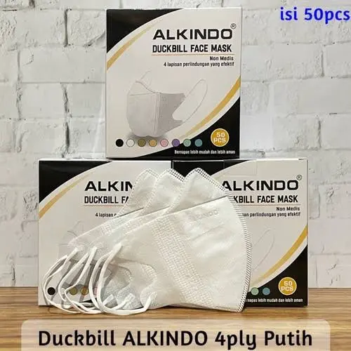 Masker Duckbill 4 Ply Alkindo - Isi 50 Pcs/Box - Nyaman & Aman di Kulit Elegan Di Pakai 2