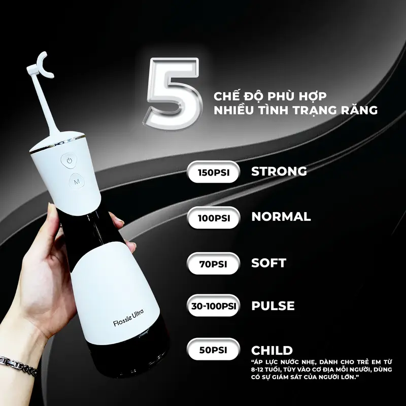 [ĐỘC QUYỀN HUỲNH TOÀN] Flossie Ultra - Máy tăm nước 2 chiều phiên bản mới - 6 Cải tiến vượt trội - Tối đa hoá trải nghiệm làm sạch răng miệng #TNFUL 3