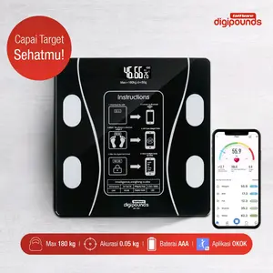 Taffware Digipounds Timbangan Badan Digital Scale 180kg - SH-Y01 - Black