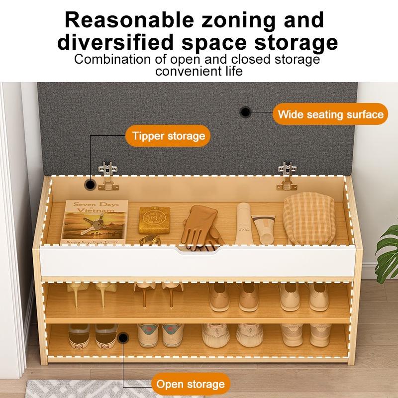 FUFUFun 60/80CM Rak Sepatu Susun Puff Duduk Rak Sepatu Sofa Lemari Sepatu Kayu Minimalis Lemari Sepatu Dengan Dudukan Sofa Furniture