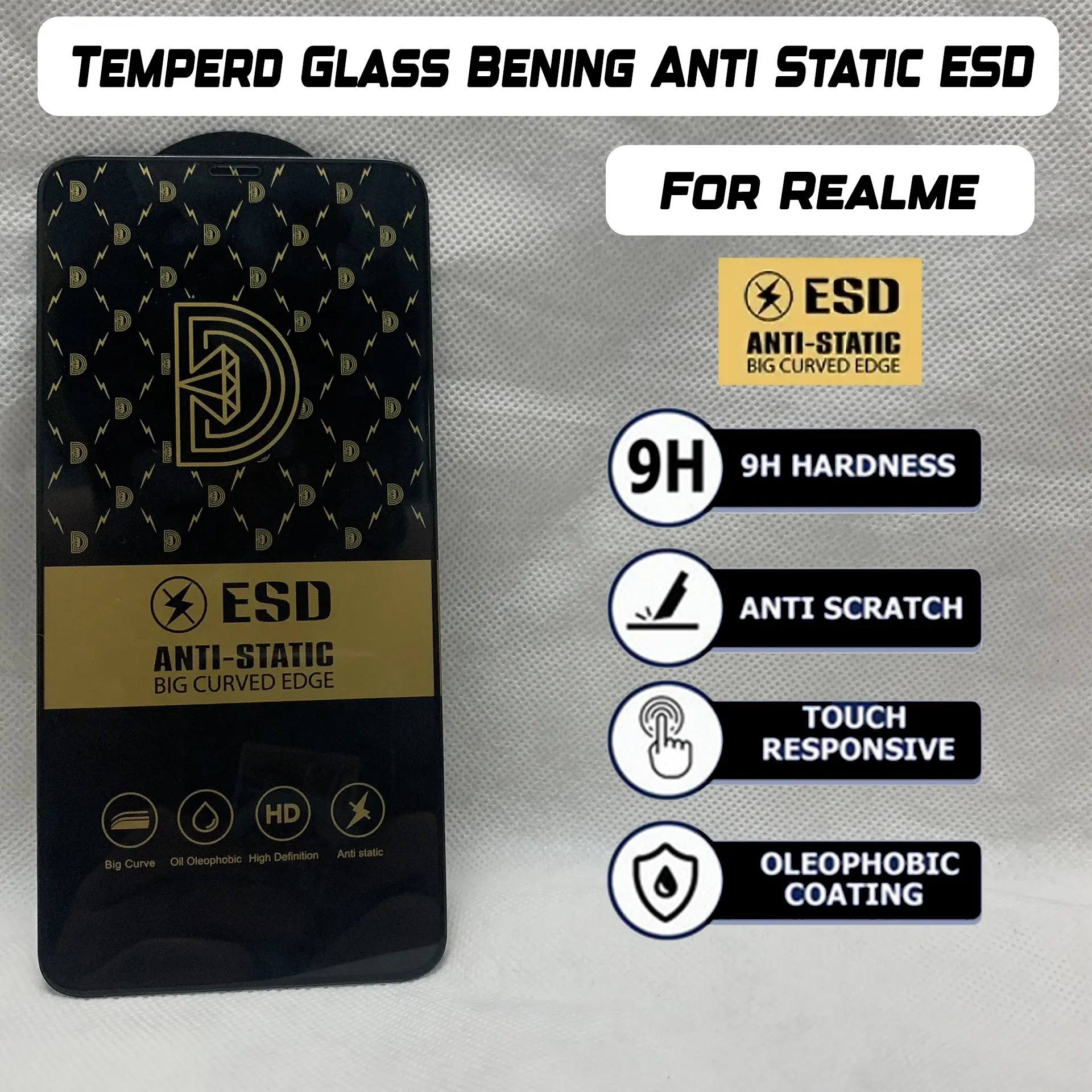 Tempered Glass Kaca Bening For Realme Series ESD Anti Static Pelindung Layar HP Cover Layar Anti Gores Tebal Kaca Temperd Glass