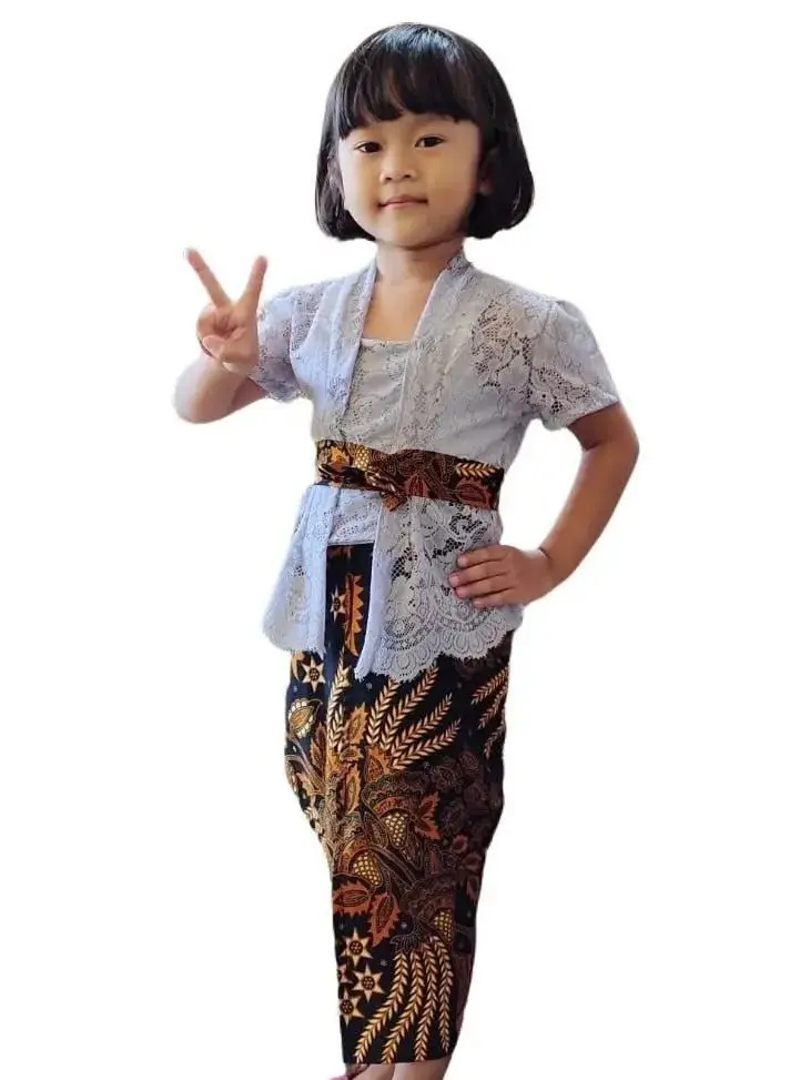 Setelan Kebaya Anak Kutubaru Rok Panjang Bali Perempuan Brokat