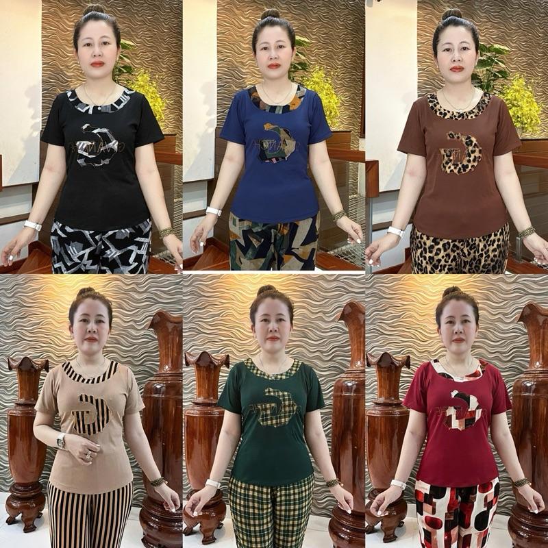 ĐỒ BỘ TRUNG NIÊN, ĐỒ BỘ TẶNG MẸ TẶNG BÀ CO GIÃN THOẢI MÁI HD133 ủ kem thun gân