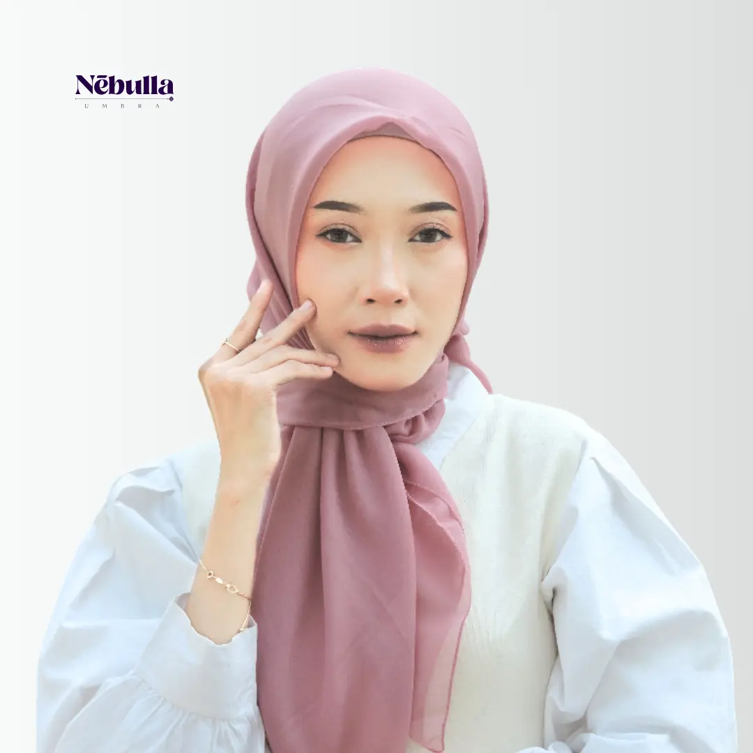 BUY 1 GET 1 Nebulla Umbra  Peach Kerudung Plain Square Premium Polycotton