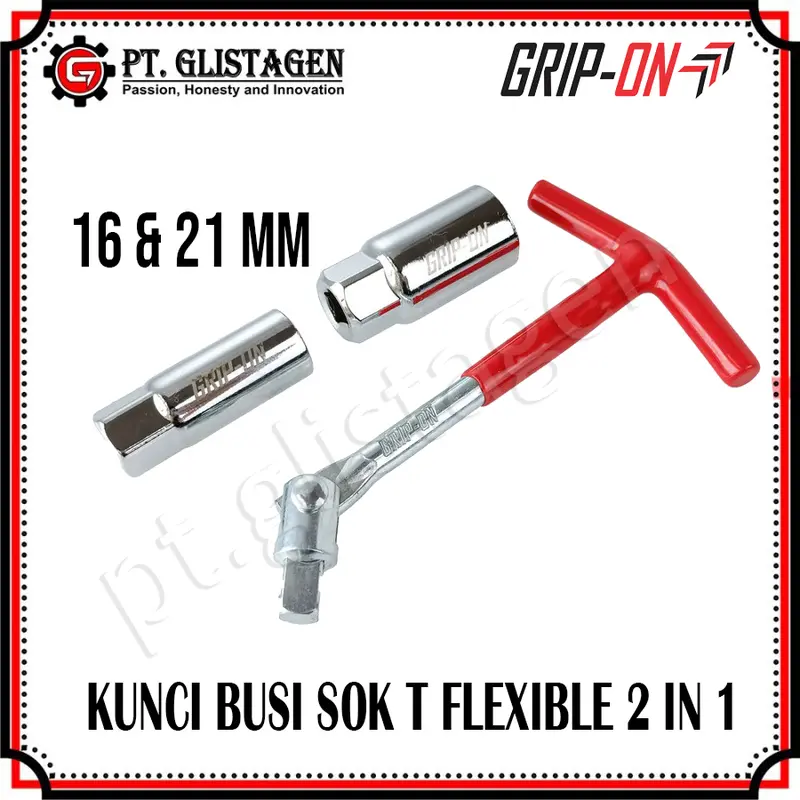 Grip On 88-550 Kunci Busi 2in1 Sok T 16mm 21mm Socket Spark Plug Tool kunci  scapula 2
