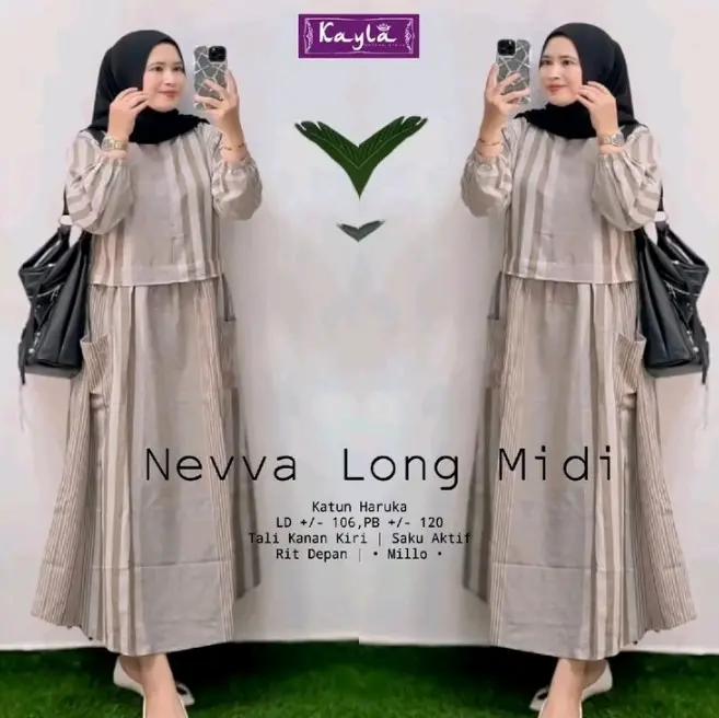 Neva long midi dress wanita bahan katun haruka Midi 3