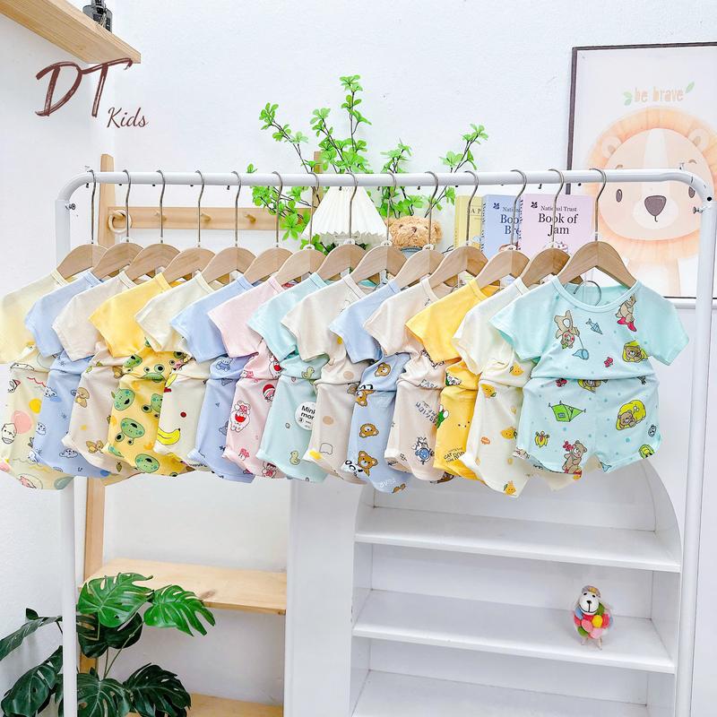 Combo 5 bộ quần áo cộc tay thun lạnh phối cho bé trai bé gái cao cấp từ 5 Kg - 16 Kg có hỗ trợ mix Size