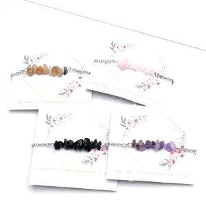 Gelang Rantai Batu pecah || Adjustable Regular Bracelet - Myriad Crystal Bracelet - Gelang Crystal Gemstone Wanita Pria Rose Quartz Amethyst Citrine new gelang tangan wanita kombinasi rantai dan Batu pecah ukuran panjang