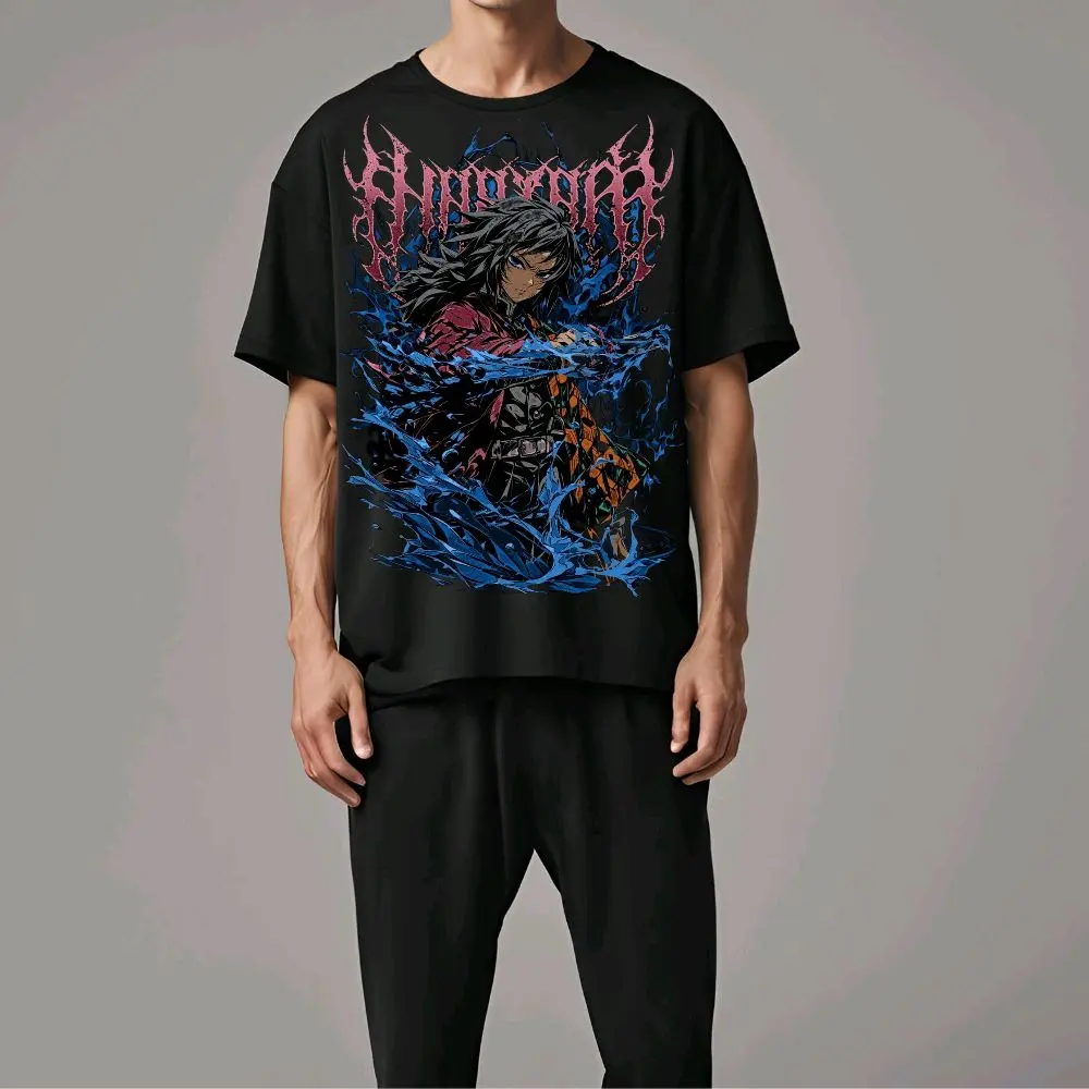 YUSHAZS - Giyu Tomioka oversize Baju Kaos Atasan Dewasa Combed Cowok Fit Lembut Nyaman Sablon Streetwear Santai Cewek Pria