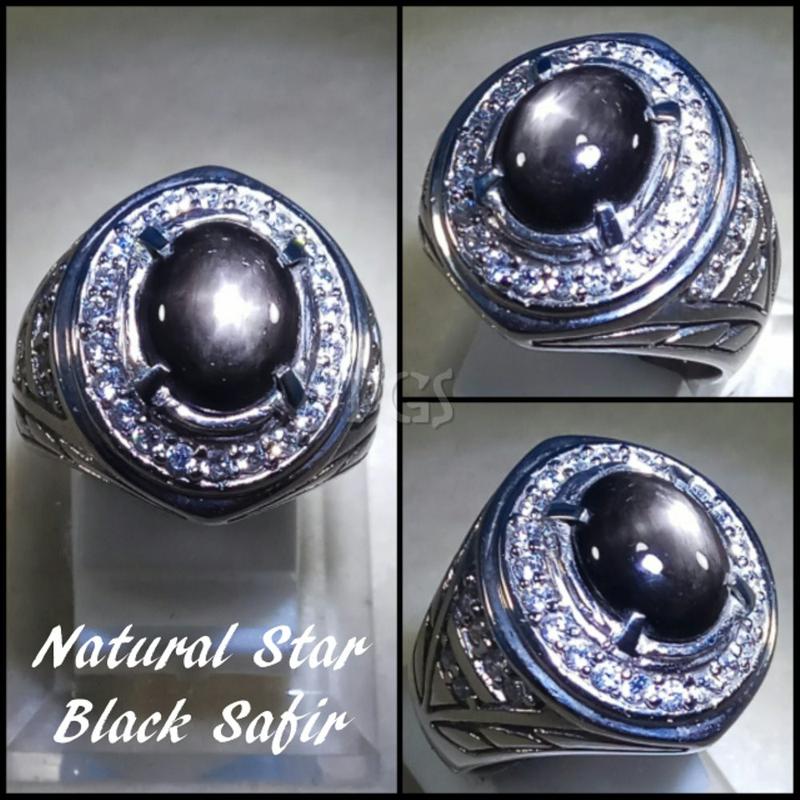 CINCIN BATU AKIK NATURAL BLACK SHAPPIRE STAR 6 MEWAH DAN GLAMOUR 3