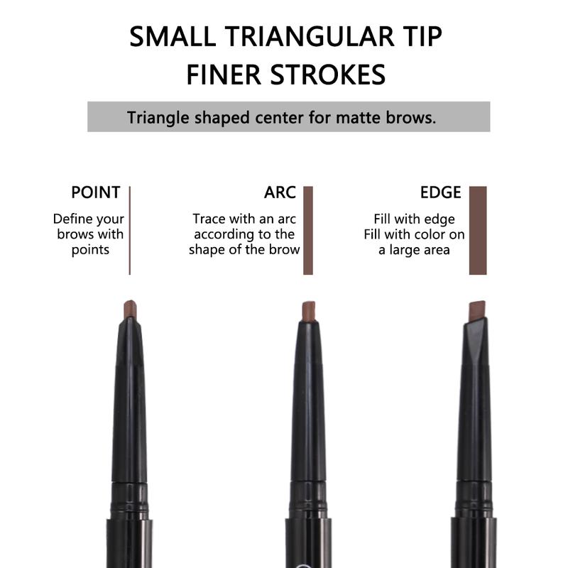 Product Introduction of Double End Eyebrow Pencil Triangle Tip with Brush Waterproof Eyebrow Pencil Natural Long Lasting Waterproof Eyebrow Pencil Makeup Tool 18