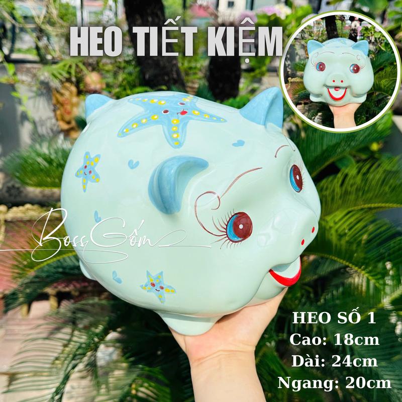 Heo đất tiết kiệm Heo sứ Ống heo tiết kiệm bằng sứ với nhiều họa tiết khác nhau Decor trang trí Lợn đất size to