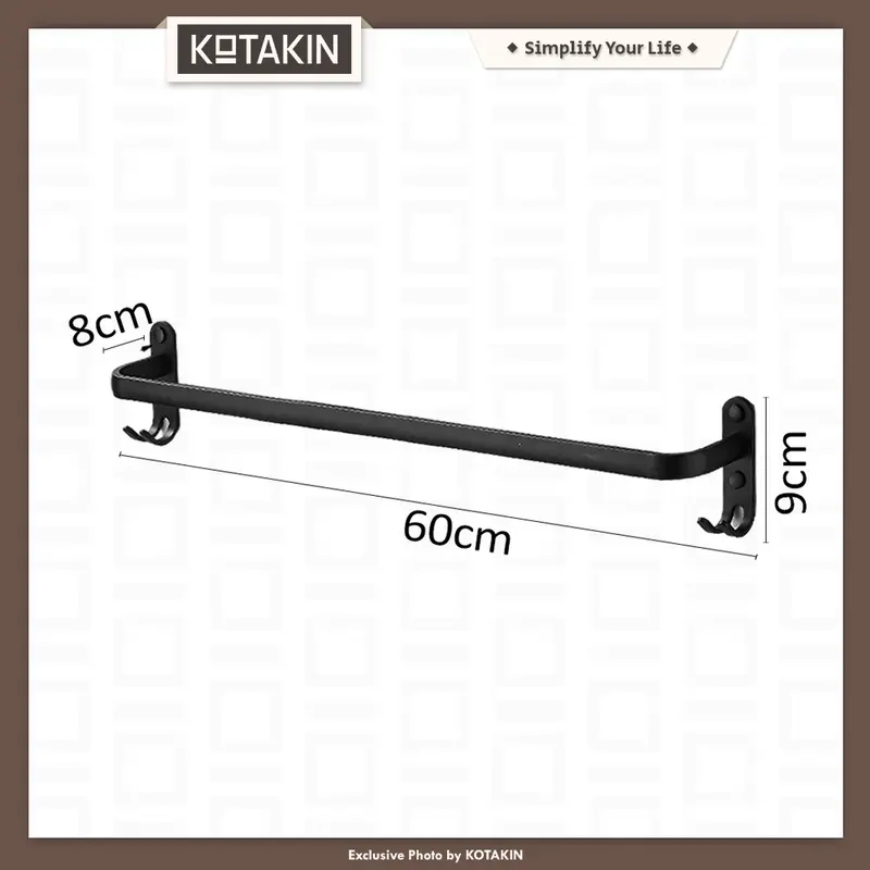 Rak Gantung Jemuran Handuk Dinding  1 Susun Towel Hanger Baju Kamar Mandi Besi Multifungsi 6