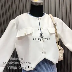 Relly Style Aura Blazer Atasan Nyaman Wanita Semi Woll Allsize Modern Terbaru dengan Kancing Hidup & Saku Fantasi