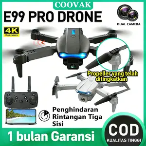 【BISA COD】COOVAK Drone E99 Pro Kamera 4K HD WiFi FPV Lipat Mini Drone Stabil Dual Kamera Gyro Altitude Hold Headless Mode Drone Murah Terbaik Profesional Cocok Pemula Mainan Anak Terlaris Portable Android iOS Live Camera