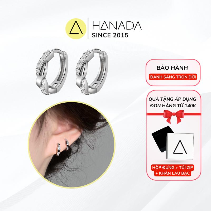  Khuyên Tròn Bạc 925  Bảo Hành Trọn Đời  Xoắn Nữa Vòng Đá Bông Tai Khoen Đính Đá Đơn Giản 1711 D5 