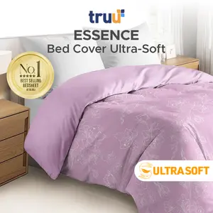 TRUU Microfiber Bed Cover Eksklusif Hibiscus Flower Light Pink TR.BC033 210x240 cm Gratis Tas Selimut Ultra-Soft Bedding Lembut Nyaman