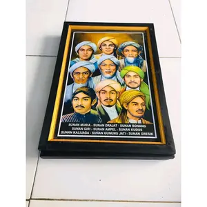 Hiasan Dinding Uk53x35cm Cetak Gambar Walisongo Set Bingkai Dengan Nama Sunan Muria Drajat Bonang Giri Ampel Kudus Kalijaga Gunung Jati Gresik