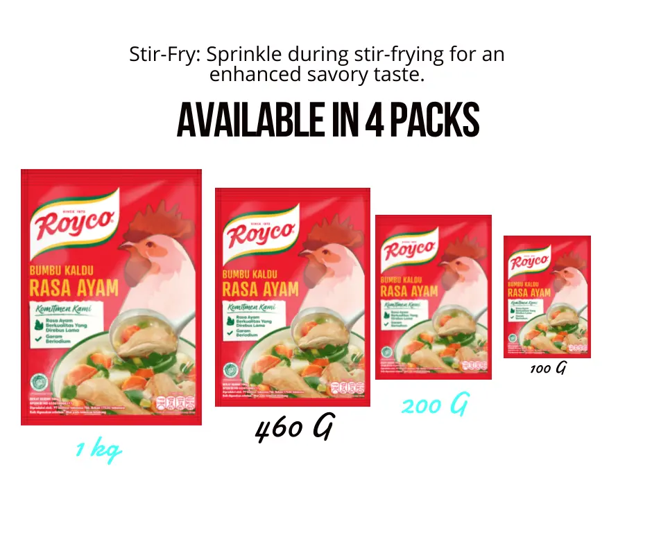 "Royco Bumbu Kaldu Rasa Ayam Chicken Broth Seasoning - Authentic Indonesian Flavor | Available in 1kg, 460g, 200g, 100g for Soups & Stir-Fries"