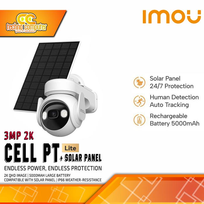 Gambar IMOU CELL PT LITE With Solar Panel 3MP 2K OUTDOOR Smart WI-FI Pan/Tilt Battery Camera CCTV dari Techno Computer Bali Kota Denpasar Tokopedia