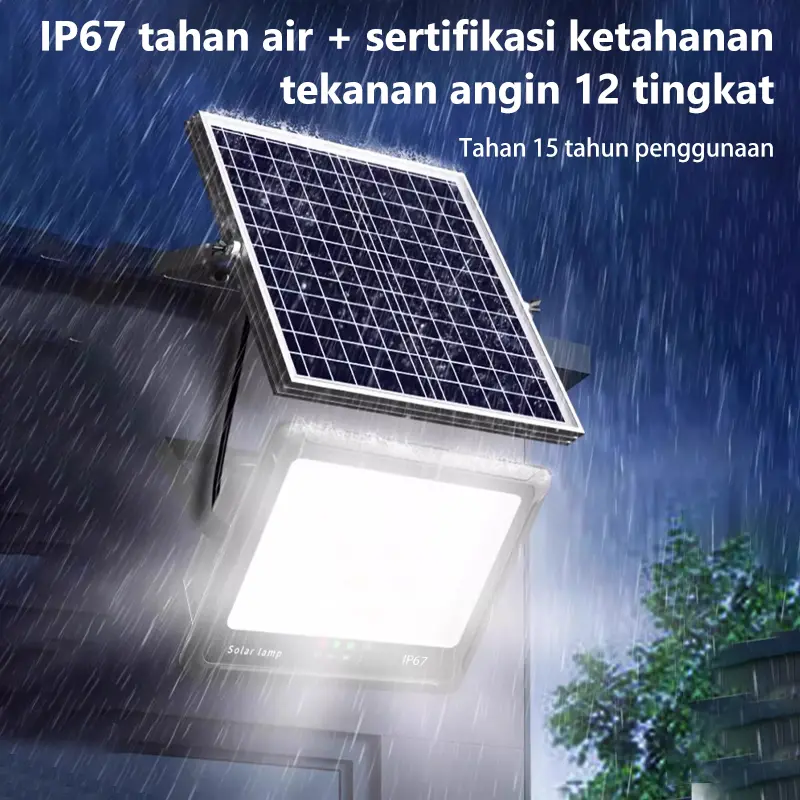 【Garansi 15 tahun】【Beli 1 Grati 1】 2000W Lampu tenaga surya outdoor Lampu taman luar tahan air otomatis outdoor with Power Display Timing Function lampu solar cell Outdoor Lamp with Remote Control Solar Panel IP67 Waterproof Solar Light 3