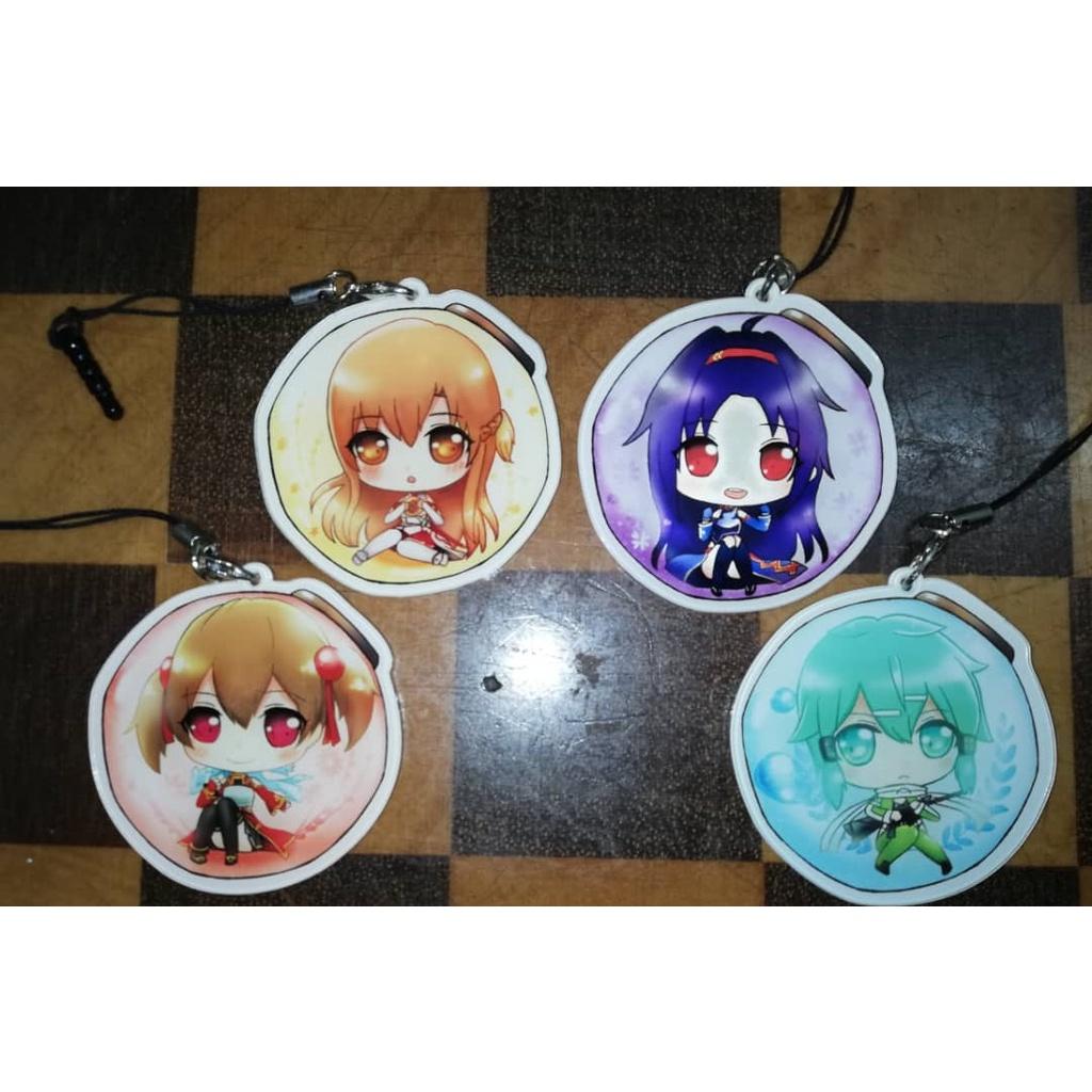[Xsaye] *Sword Art Online* 4xPcs Combo Doujin Fan Art Cell Mobile Phone Audio Jacks Acrylic Charms Keychains