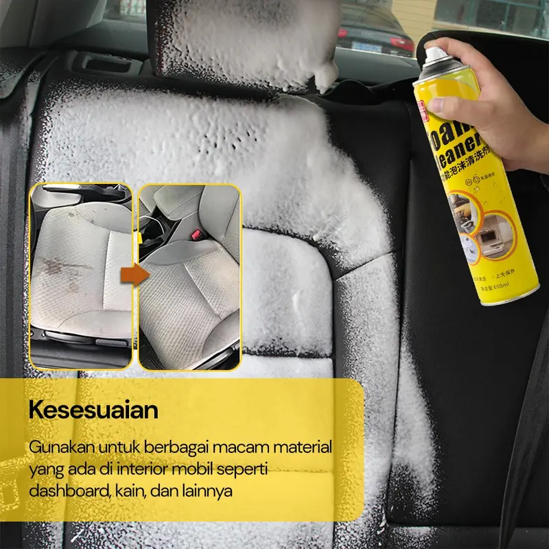 Busa Pembersih Aksesori Interior mobil furnitur  Sofa   Sepatu Multifungsi Foam Cleaner Spray 650ML 3