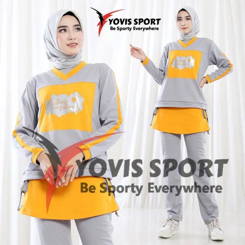 Setelan Senam Joger Wanita Sablon Yovis Sport Original 1