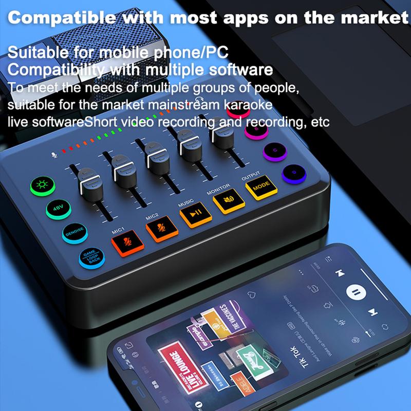 Product Introduction of F9 Live Podcast Equipment Bundle, Live Sound Card Broadcast Device Microphone Audio Set, Computers Phones Wireless BT Connection for Streaming/Live Broadcast/Recording 16