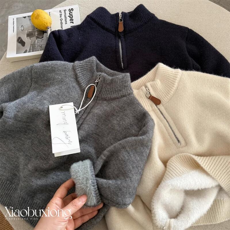   QCCC  Áo len ngựa cổ đứng khóa kéo lót lông ấm áp cho bé mùa đông - AL060 