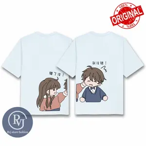 KAOS PASANGAN LUCU - t-shirt couple bahan bagus adem 100% katun combet 30s Unisex Baju Combed