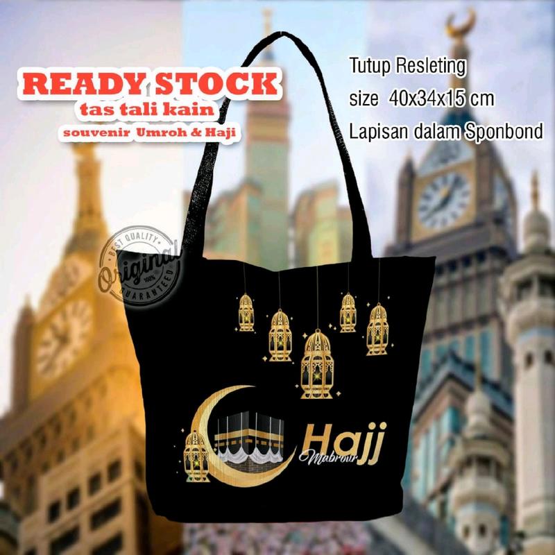 (Ready Stock) Totebag Tali Kain Tas Selempang Bahu Wanita  Motif Umroh & Haji tote bags 0
