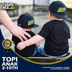Topi Baseball Initial Logo Huruf Anak Laki Laki Perempuan Unisex Polo untuk Usia 2-10 Tahun