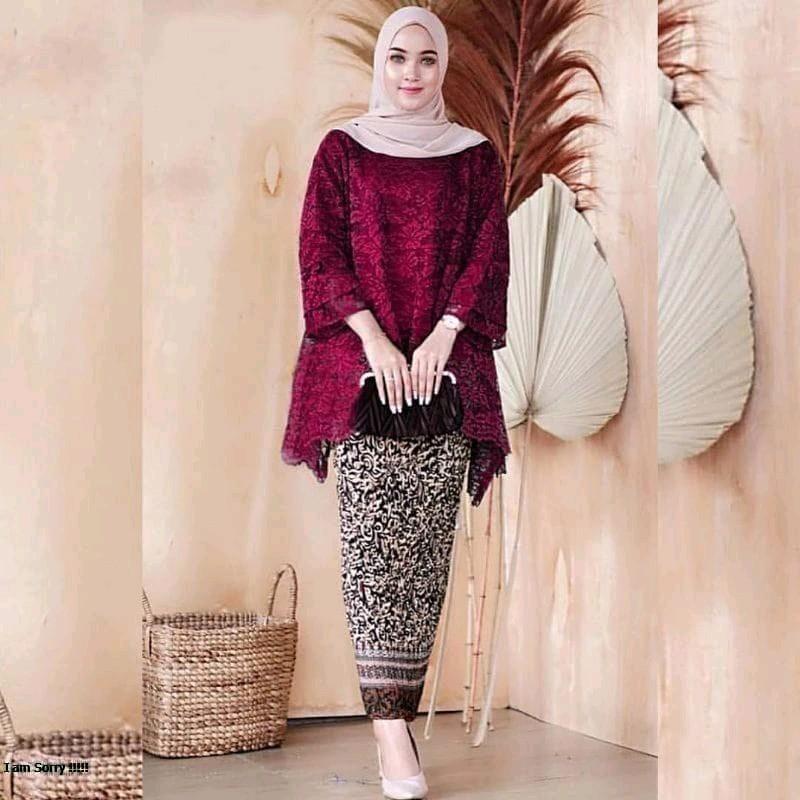 PROMO SET KEBAYA RINJANI JUMBO KEBAYA BURKAT ORIGINAL Dress Setelan Baju Wanita Tebal 0