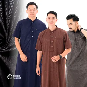 FOBDG Gamis Jubah EBONY Pria Lengan Pendek Kancing Premium Terbaru