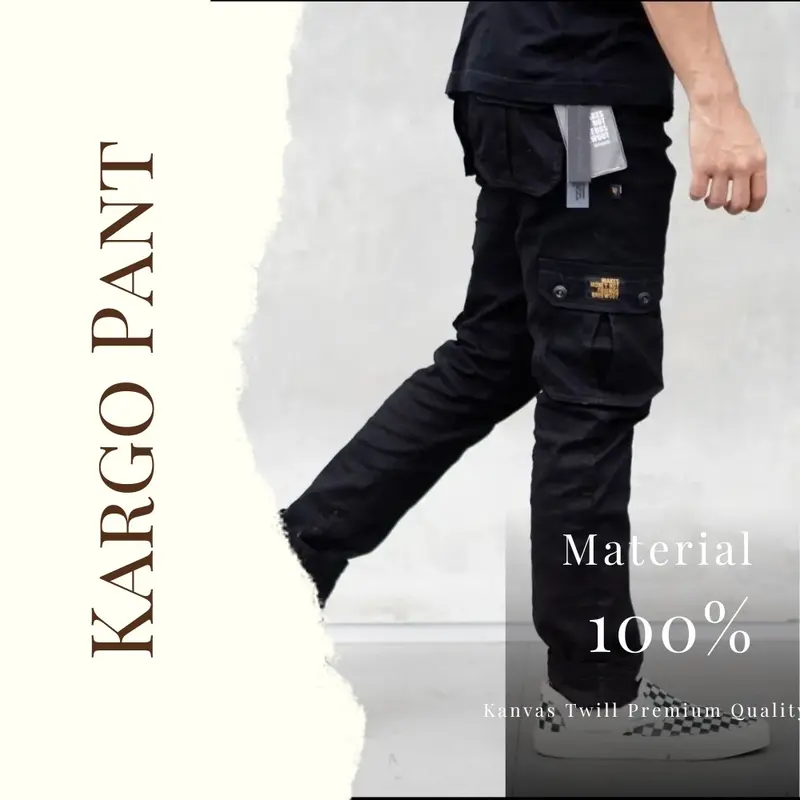Celana Kargo Panjang Slim Straight Pria Twill tebal Premium Slimfit - Formal, Distro, Dewasa, Kantor, Hitam,Cowok, Kerja, Katun, Cargo,laki laki Kantong Khaki Keren Outdoor Canvas 6