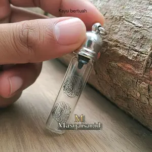 Grosir Liontin Botol Kubah Rajah Silver Botol Kubah Kaca  - VINTAGE ELEGAN KALUNG REMAJA PRIA WANITA LIONTIN