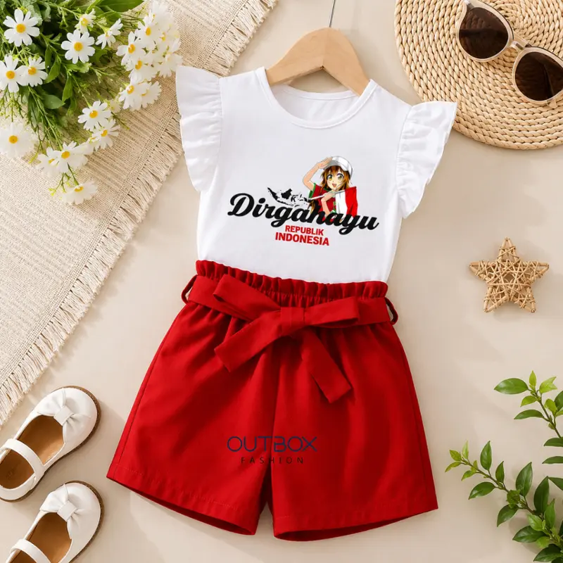 Outbox Fashion Setelan Baju Anak Perempuan Edisi Kemerdekaan Indonesia |     Dtf |     Kaos Merah Putih untuk Anak Perempuan dari Pertiwi