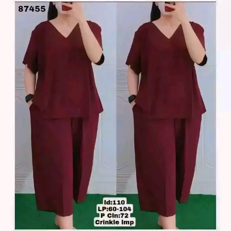 set crinkle wanita kekinian / setelan crinkle airflow viral 7/8 nyaman dipakai santai Celana karet 0