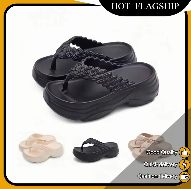 Sandal Jepit Wanita Kekinian Anti Slip Empuk Sendal Japit Cewek Rumah Nyaman Terbaru Black Pink Putih Round Toe Open ToeToe Thong Square Toe Pointed Toe Tanpa Hak (Karet ) 0