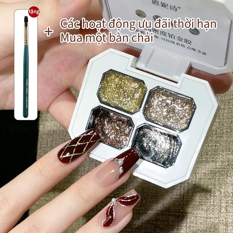 【Khuyến mãi tháng Mười 【Mua hàng tặng cọ Gel đánh bóng móng tay, kim loại, mật độ cao, Platinum, không có gel, giặt miễn phí, móc Lung Linh chỉ, cần đèn móng tay để khô
