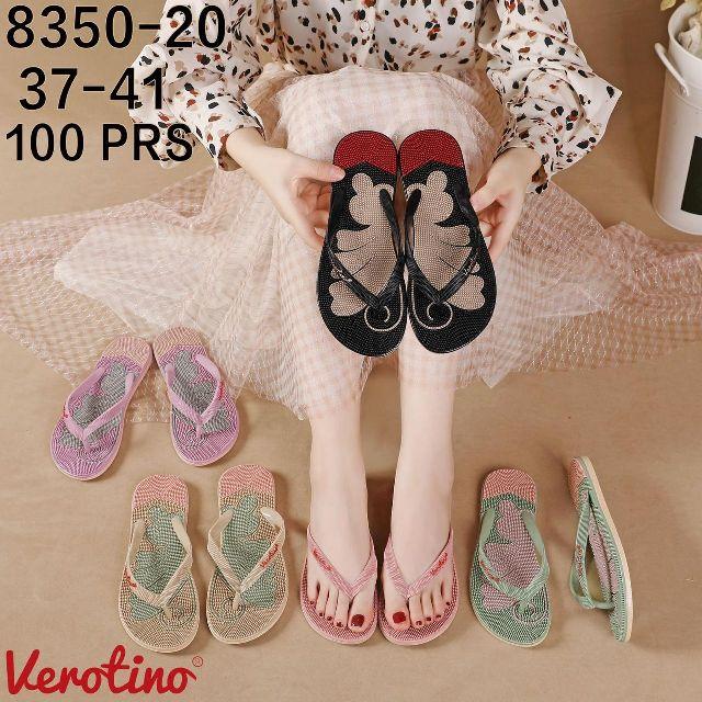 Sandal Japit Wanita Verotino 8350-20 Duri Rematik Motif Kupu-Kupu - Hitam/Salem/Cream/Hijau/Pink Tua - Ukuran 37-41 - Karet, Sendal