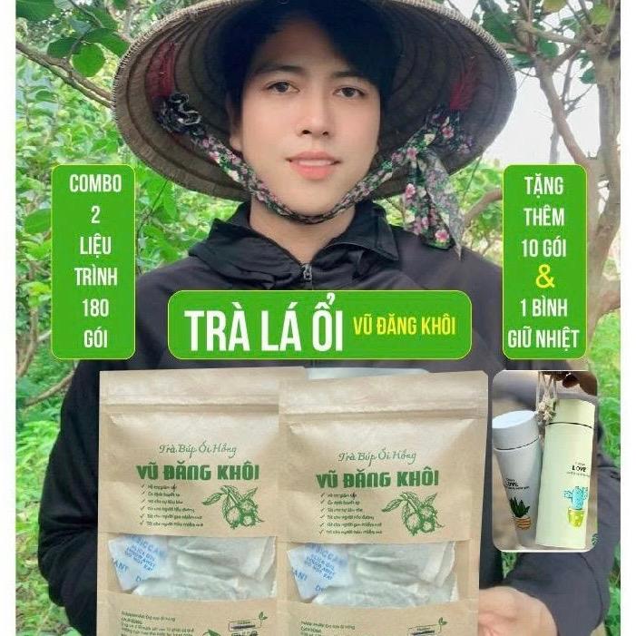 Combo 180 gói tặng 1 bình giữ nhiệt thuỷ tinh ủ trà - Trà Lá Ổi Hồng  Vũ Đăng Khôi - Lá Non Ổi Hồng  Nguyên Chất - Thơm ngon dễ uống