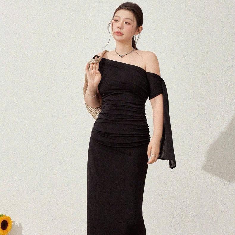 Đầm dài trễ vai ôm body đi tiệc đen/ nâu bigsize A3 - Orimi