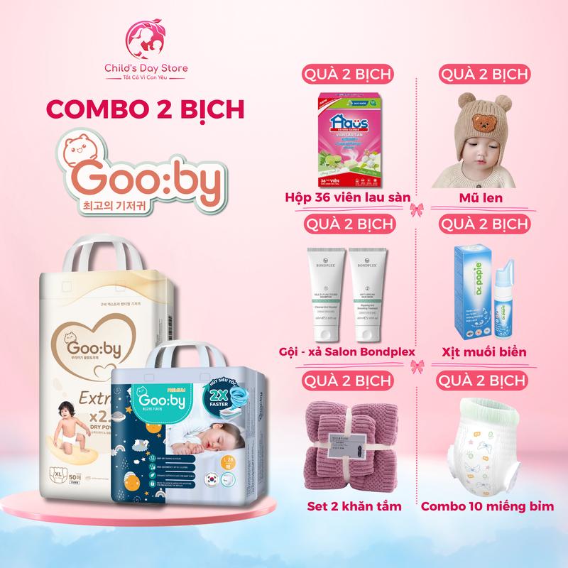   Chọn quà  COMBO 2 bịch Bỉm Gooby Extra bản cải tiến - Bỉm đêm Chuyên gia thấm hút chống trào đến 12h đủ size - Childs Day Store 