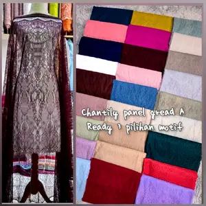 Chantily Panel Gread A Kain Brokat Chantily Lace Bahan Kebaya Santili Panjang 2,5m Lebar 1,5m Cocok Untuk Kebaya Panjang Kebaya Modifikasi Dan Gaun Pengantin