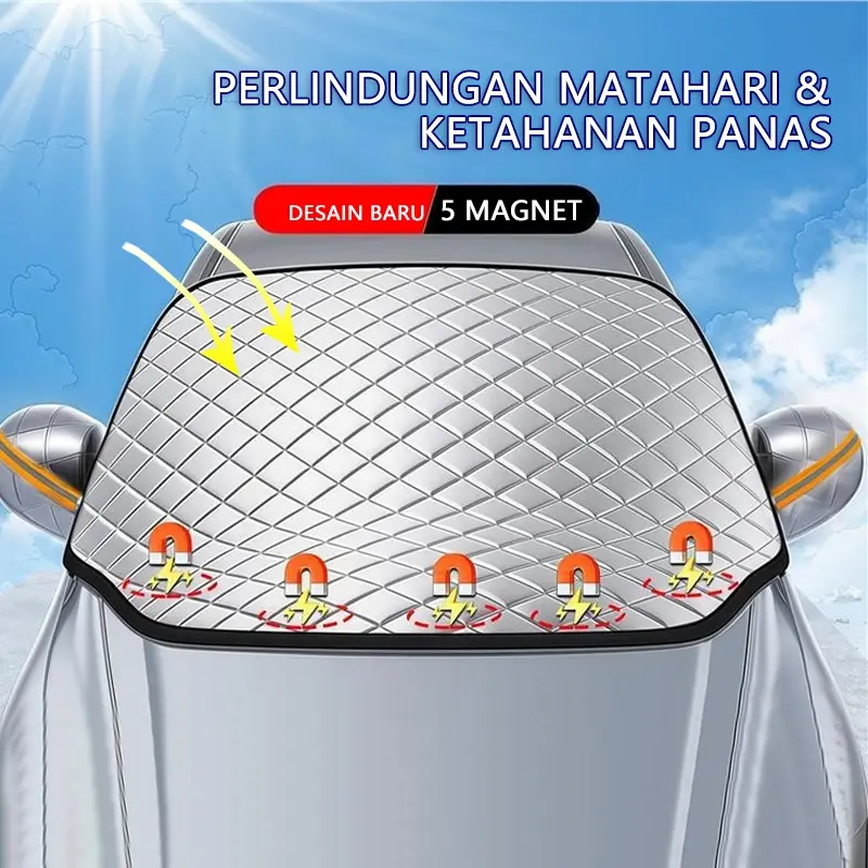 Penutup Kaca Depan Mobil Anti UV Pelindung Cover Magnetik Penutup Matahari/Salju Aluminium/Penutup Mobil Anti Panas /Sarung Mobil Anti Matahari / - 147*110(5 Magnet)