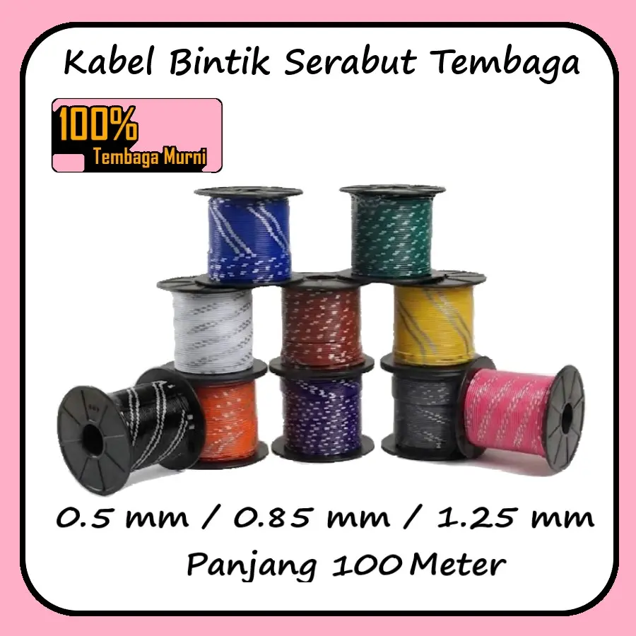 S-NET Kabel Bintik 0.5mm / 0.8mm / 1.25mm x 100 Meter - Kabel Otomotif Body Mobil Motor Serabut Tembaga