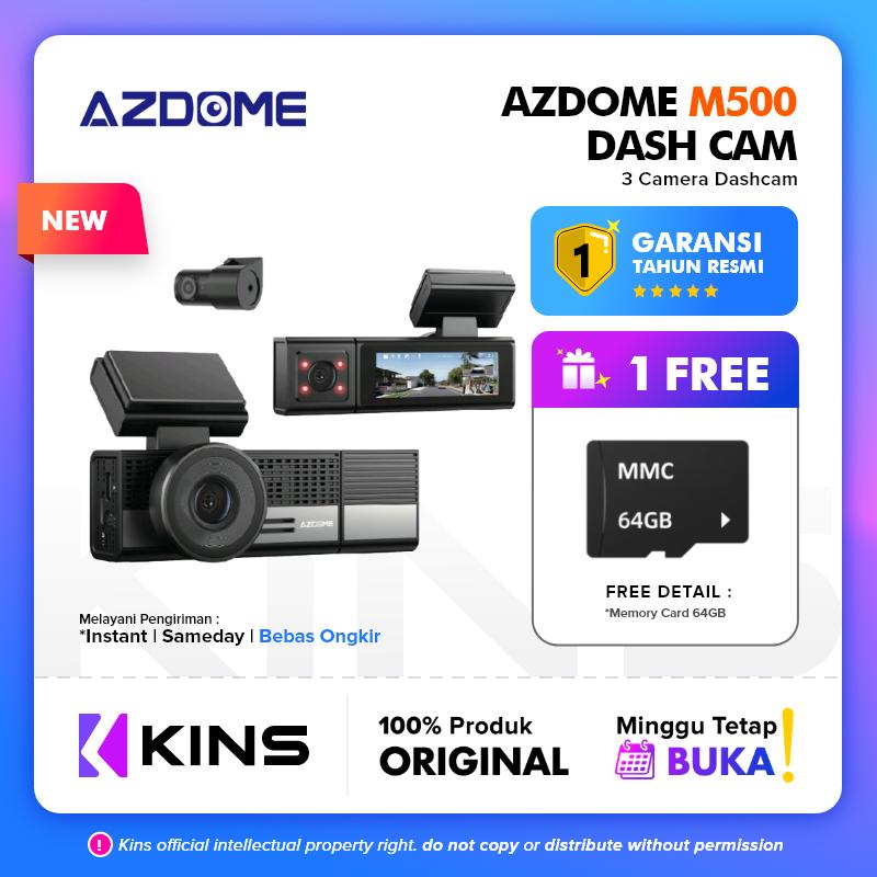 Azdome M500 3 Camera 4K Dashcam 3 Kamera Dash Cam Mobil - M500, +64GB Memory