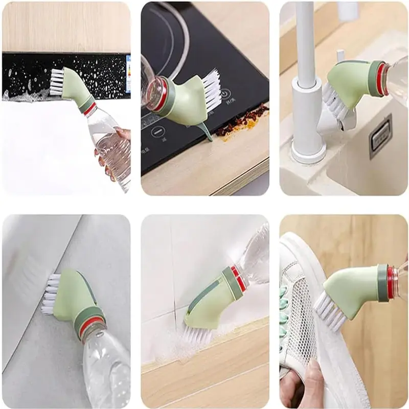 Bàn Chải Làm Sạch, Đa Năng Sáng Tạo, Có Thể Kết Nối Với Chai Nước Khoáng, Thích Hợp Để Làm Sạch Ướt Và Khô, Bàn Chải Góc Và Góc Nhà, Để Làm Sạch Các Ngõ Ngách Gia Dụng 6